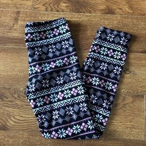 Self Esteem black & pink nordic print leggings in size S